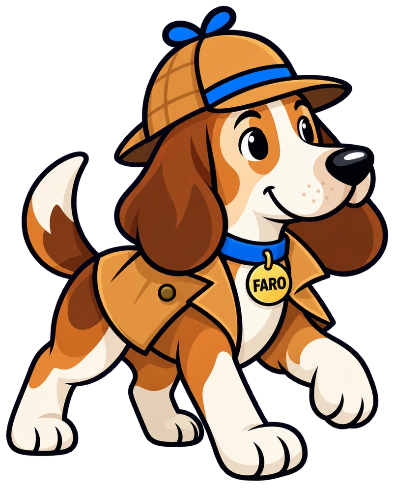 Faro, mascote detetive da plataforma